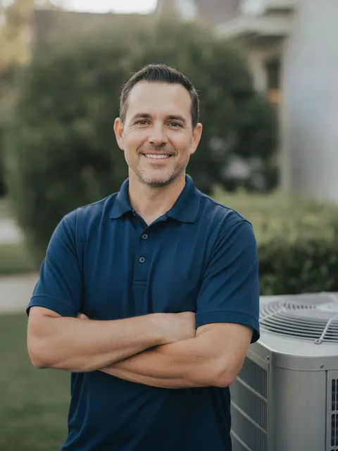 Bellingham home service business owner standing by an HVAC unit